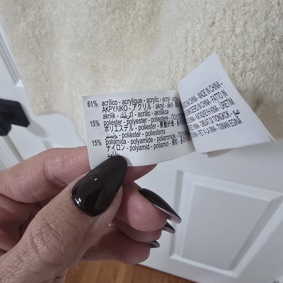 Zara Ivory Metallic Threads Mock Neck Sleeveless Sweater New Size S - Picture 9 of 11